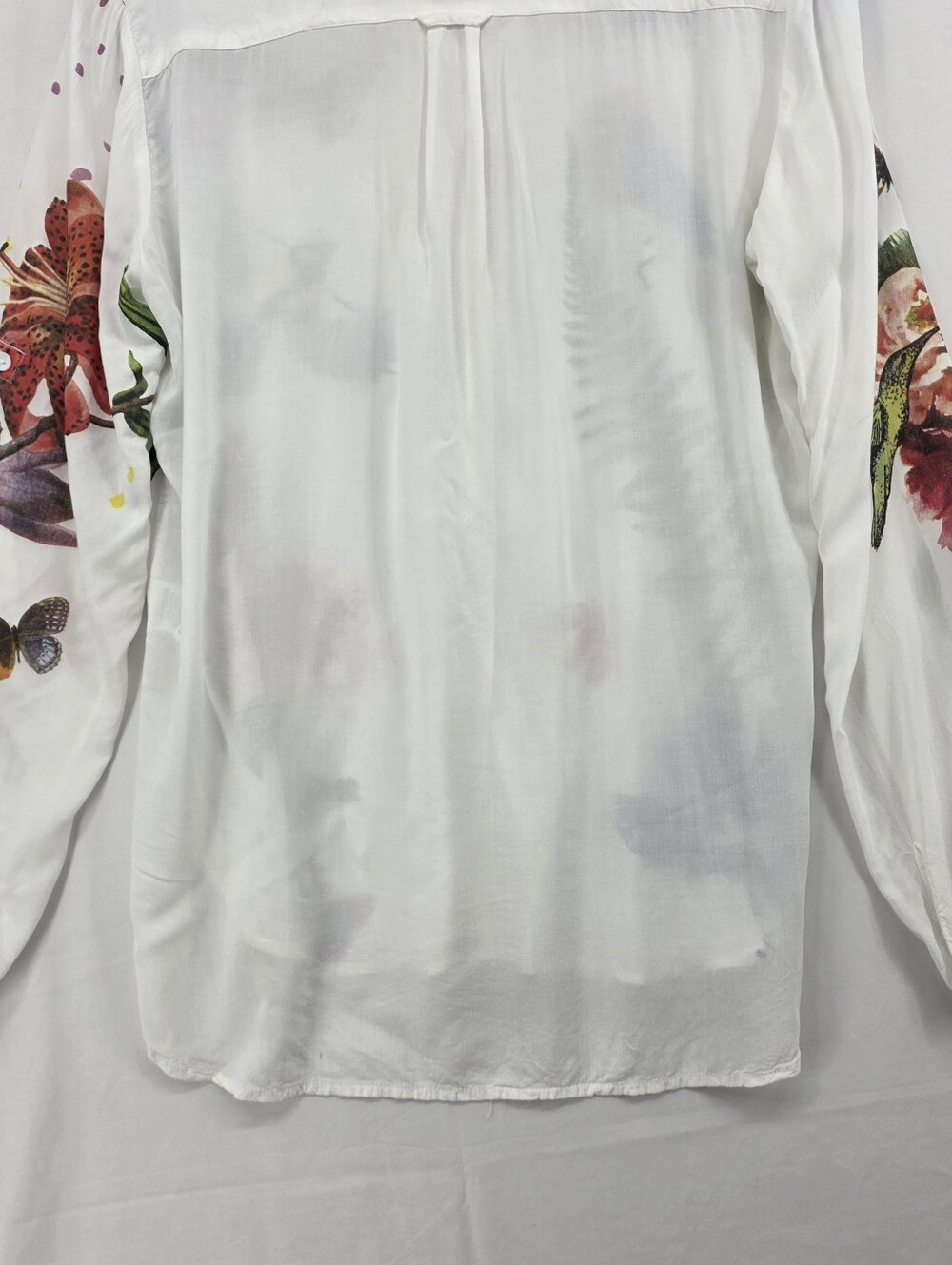 Desigual XL Bird Butterfly Floral Graphic Print Boho Artsy Blouse - Picture 15 of 16